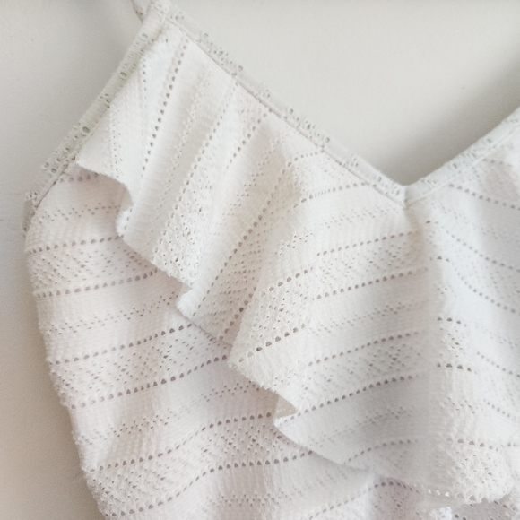 Shoshanna Swimwear White Ruffle Maillot One-Piece Swimsuit - Picture 5 of 12